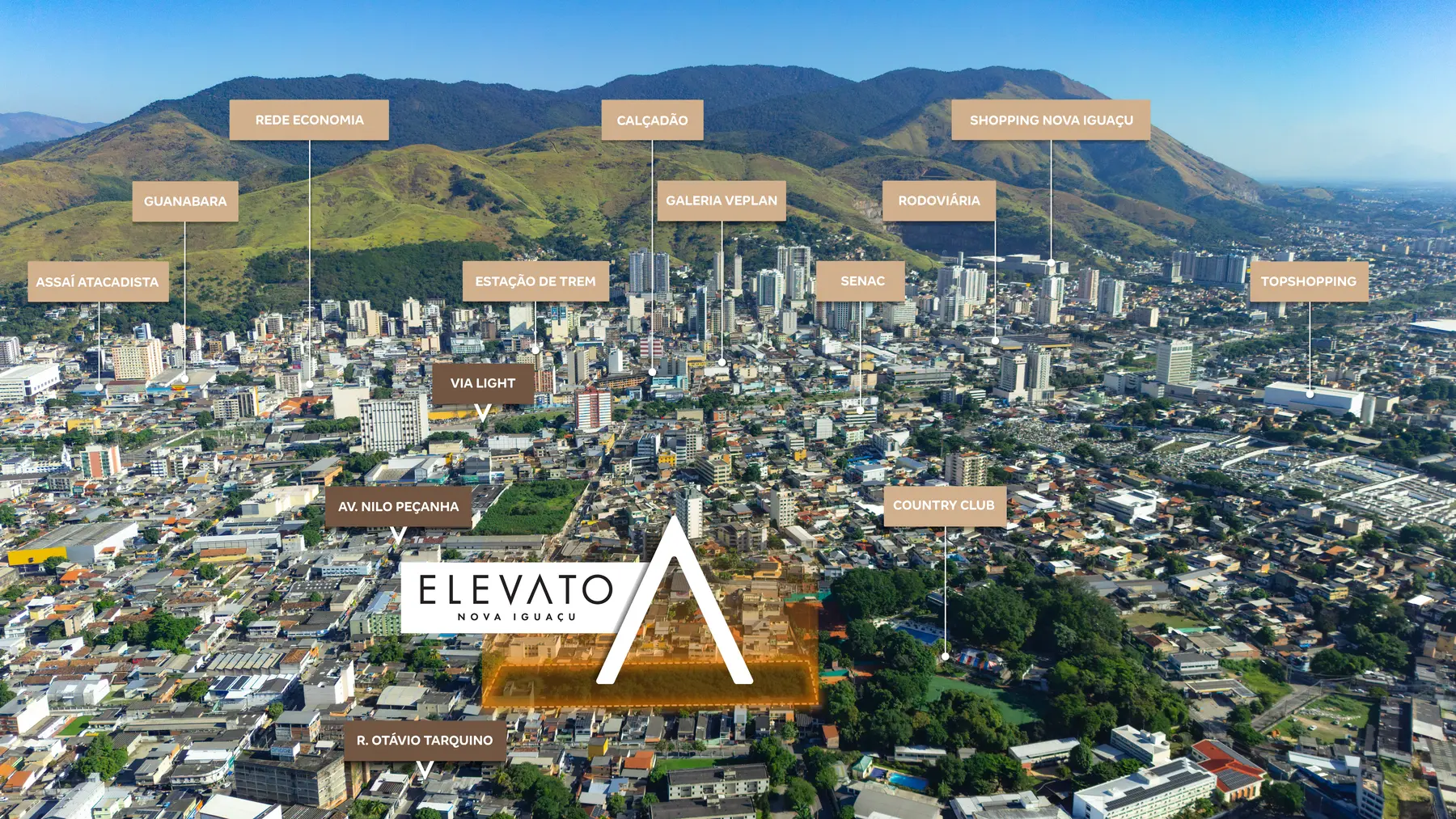 Vista aérea da região do Elevato Nova Iguaçu