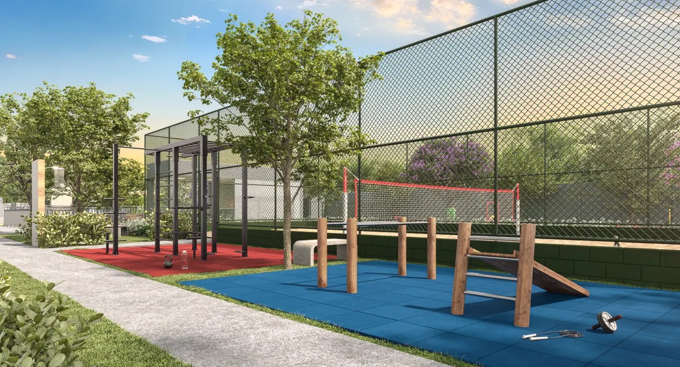 Área de fitness externo do Elevato Nova Iguaçu