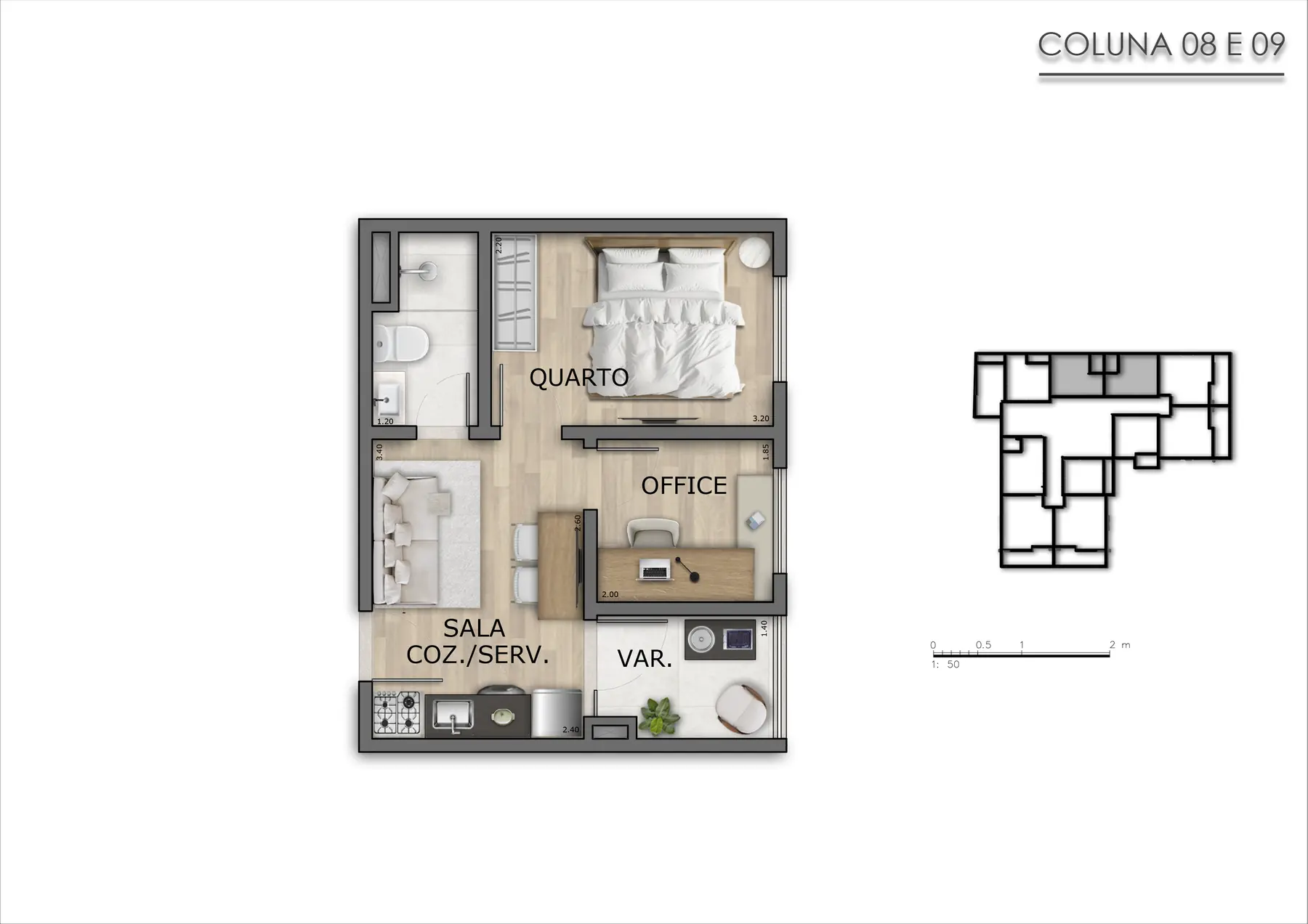 Planta de apartamento com office do Jazz Nova Iguaçu