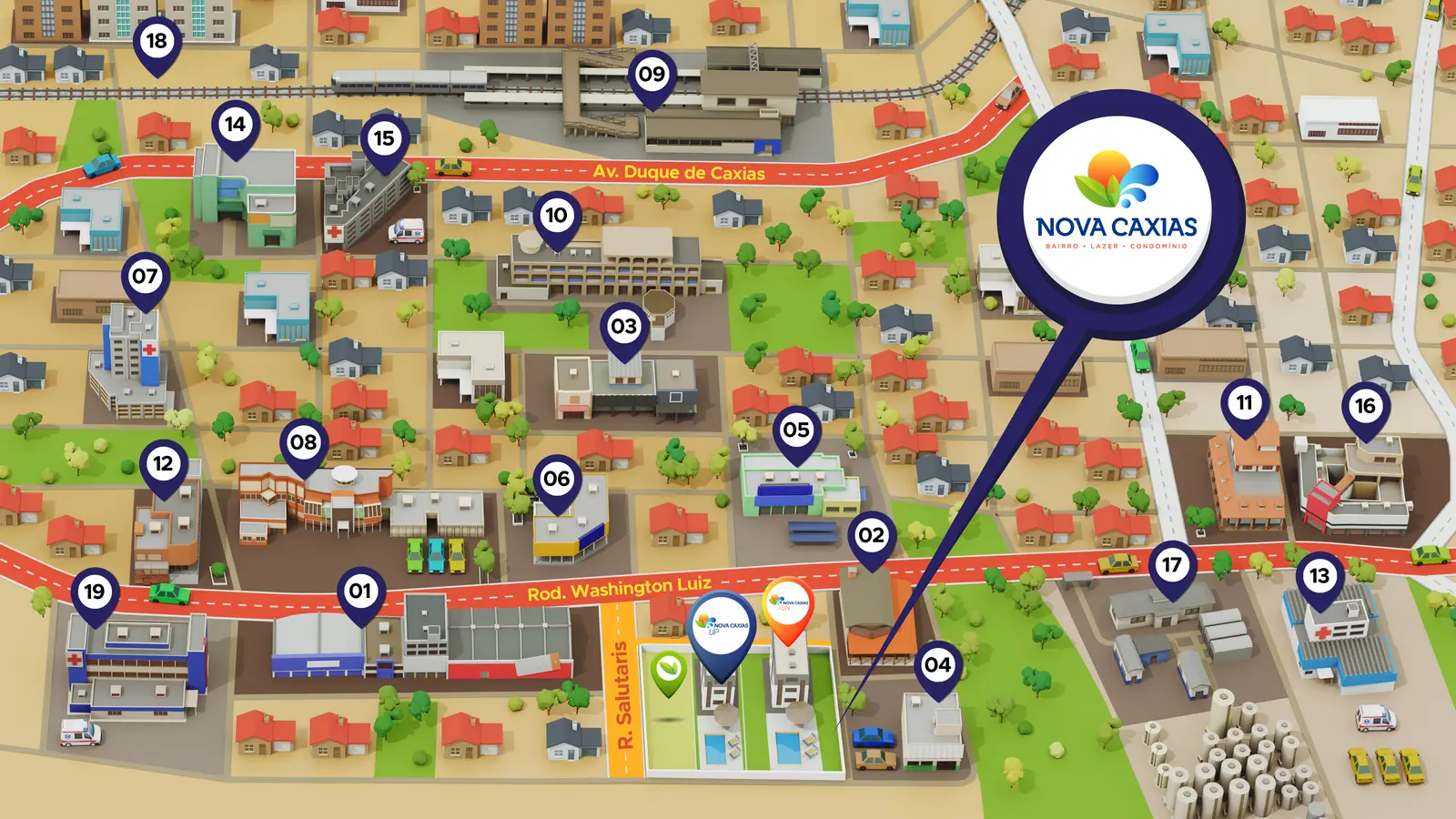 Mapa ilustrativo do entorno do Nova Caxias UP em Duque de Caxias