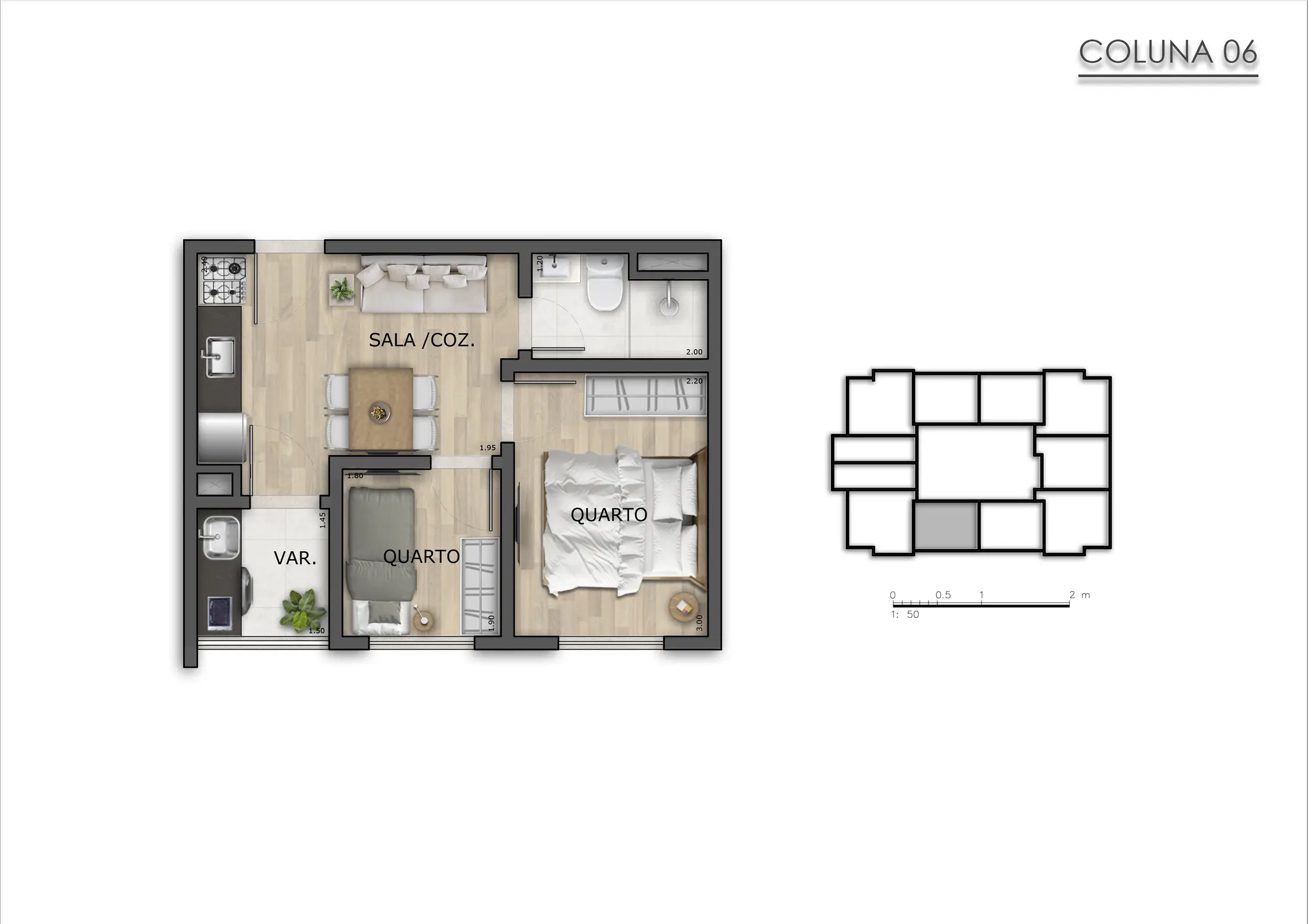 Planta de apartamento tipo do TheOne Nova Iguaçu