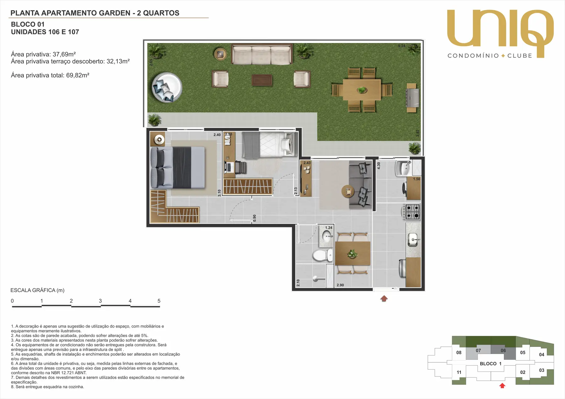 Planta de apartamento garden do Uniq Nova Iguaçu