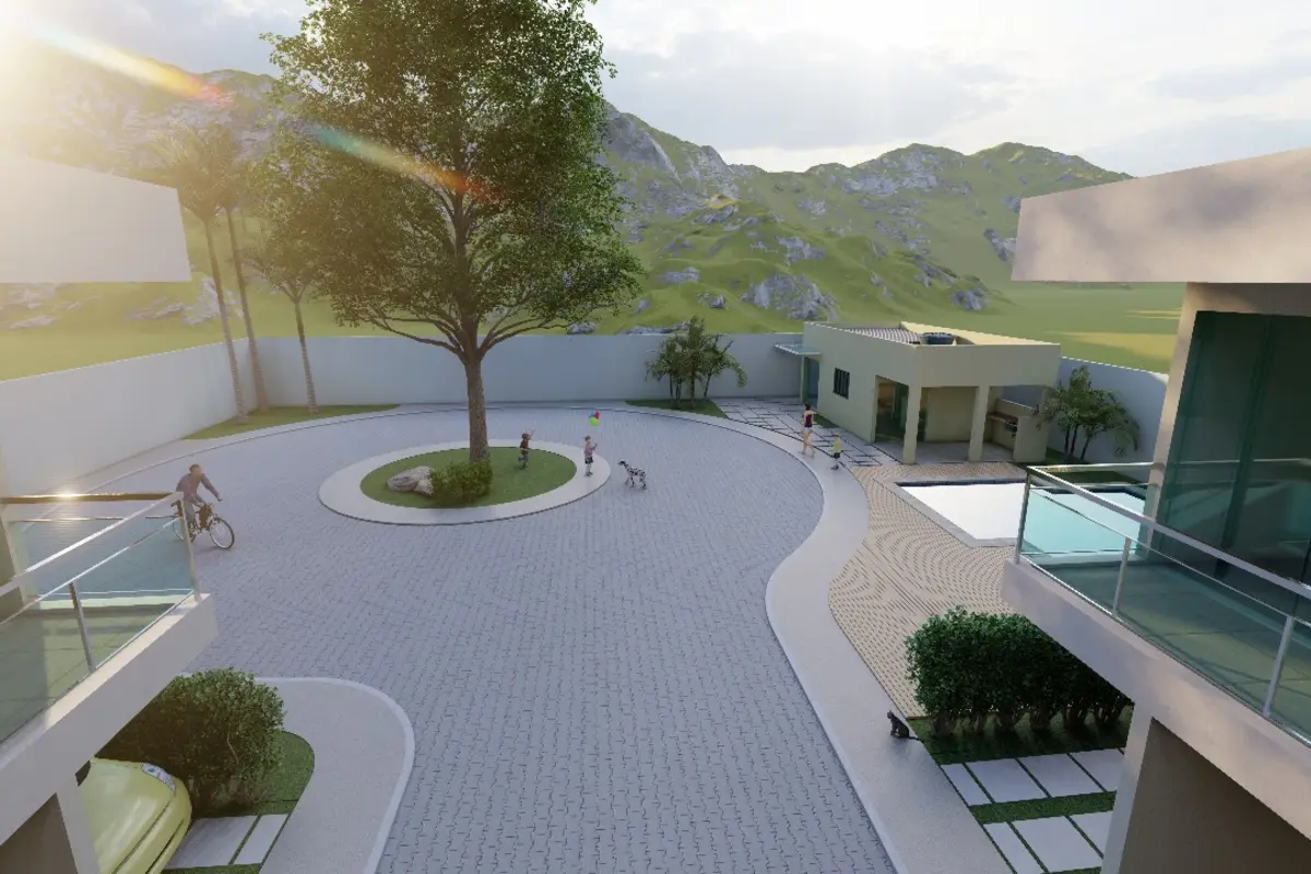 Perspectiva aérea do condomínio de casas Vida Residencial