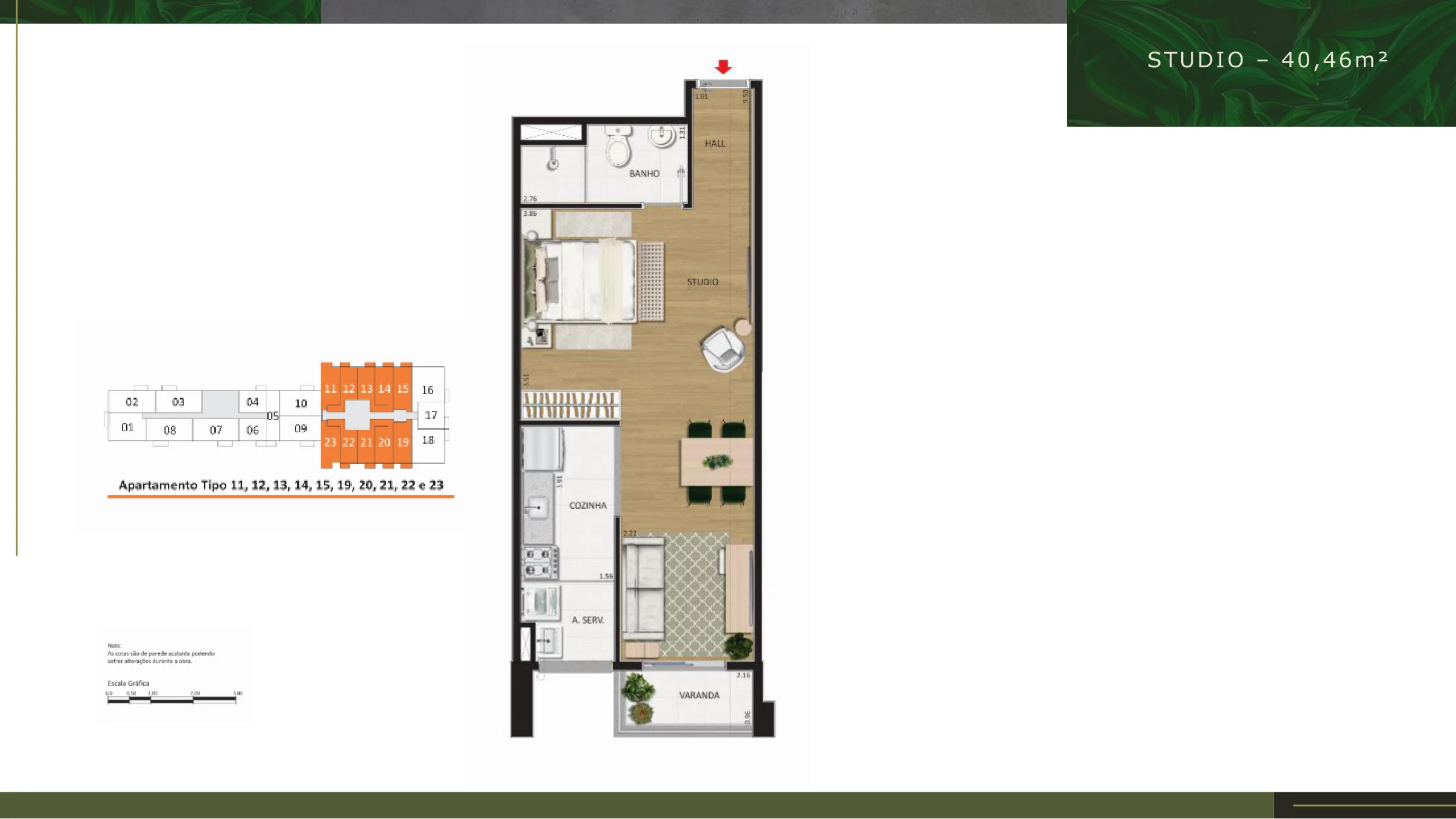 Studio · 40,46 m² · Alto São Cristóvão