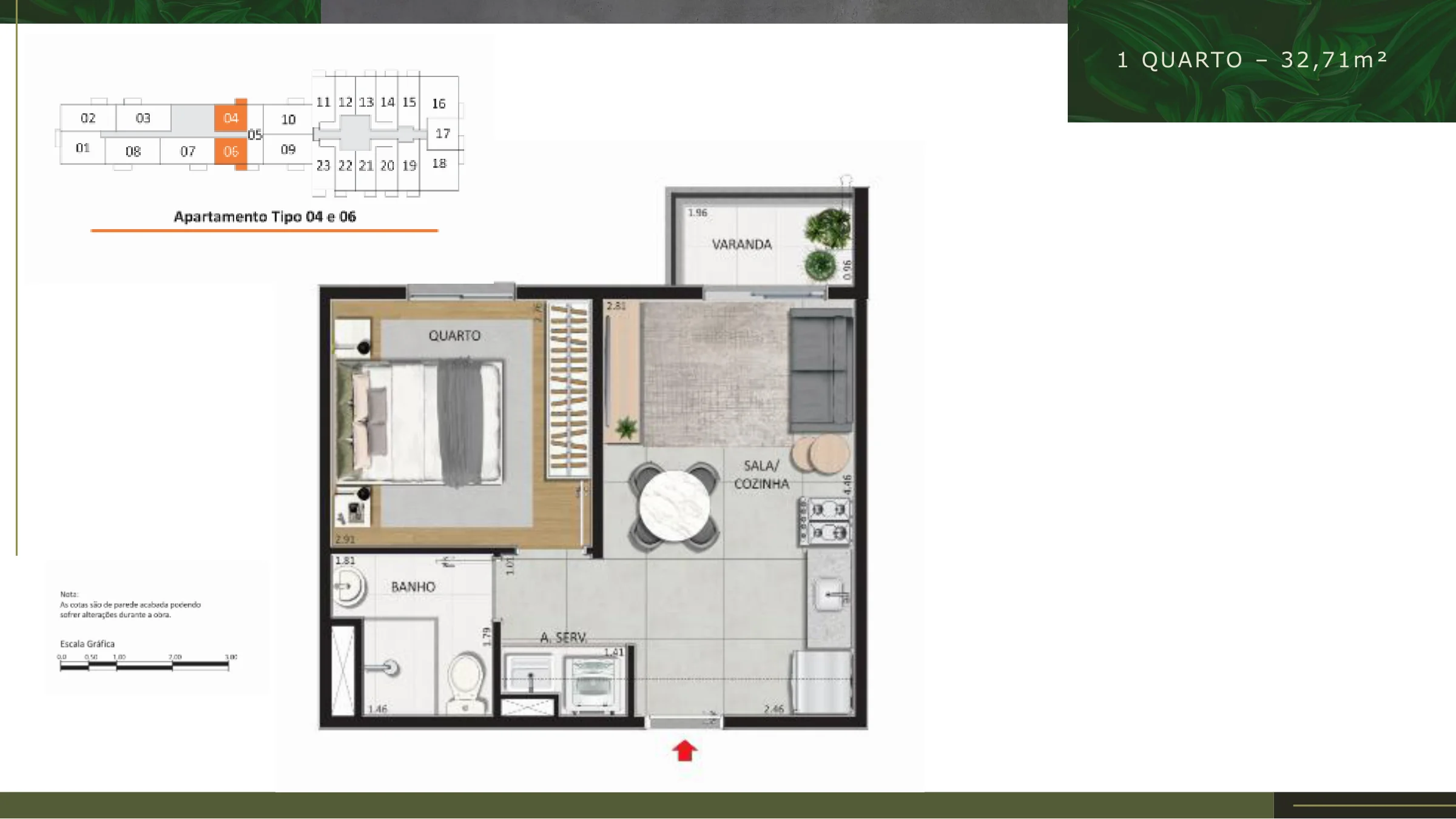 1 quarto · 32,71 m² · Alto São Cristóvão