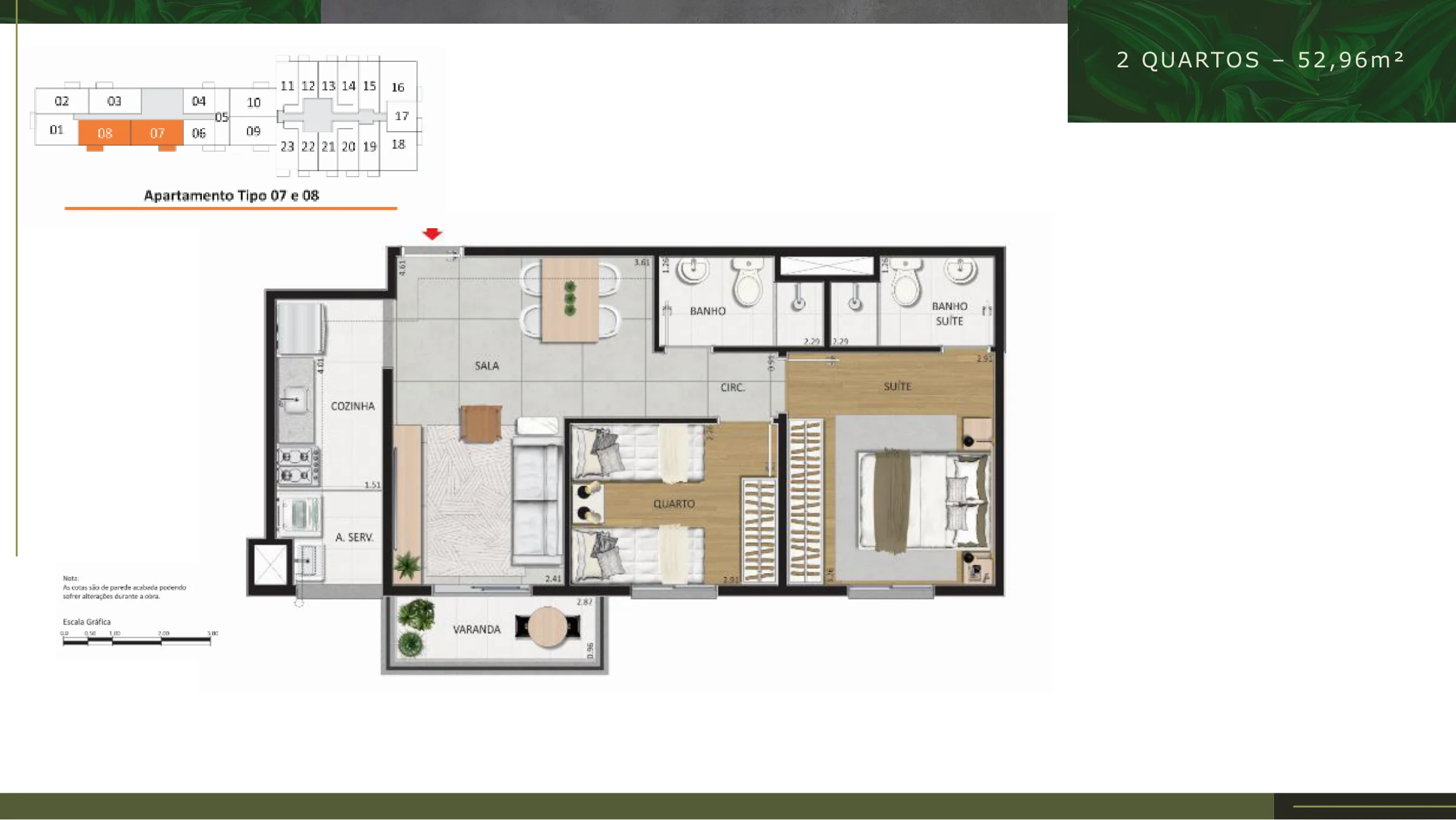 2 quartos · 52,96 m² · Alto São Cristóvão