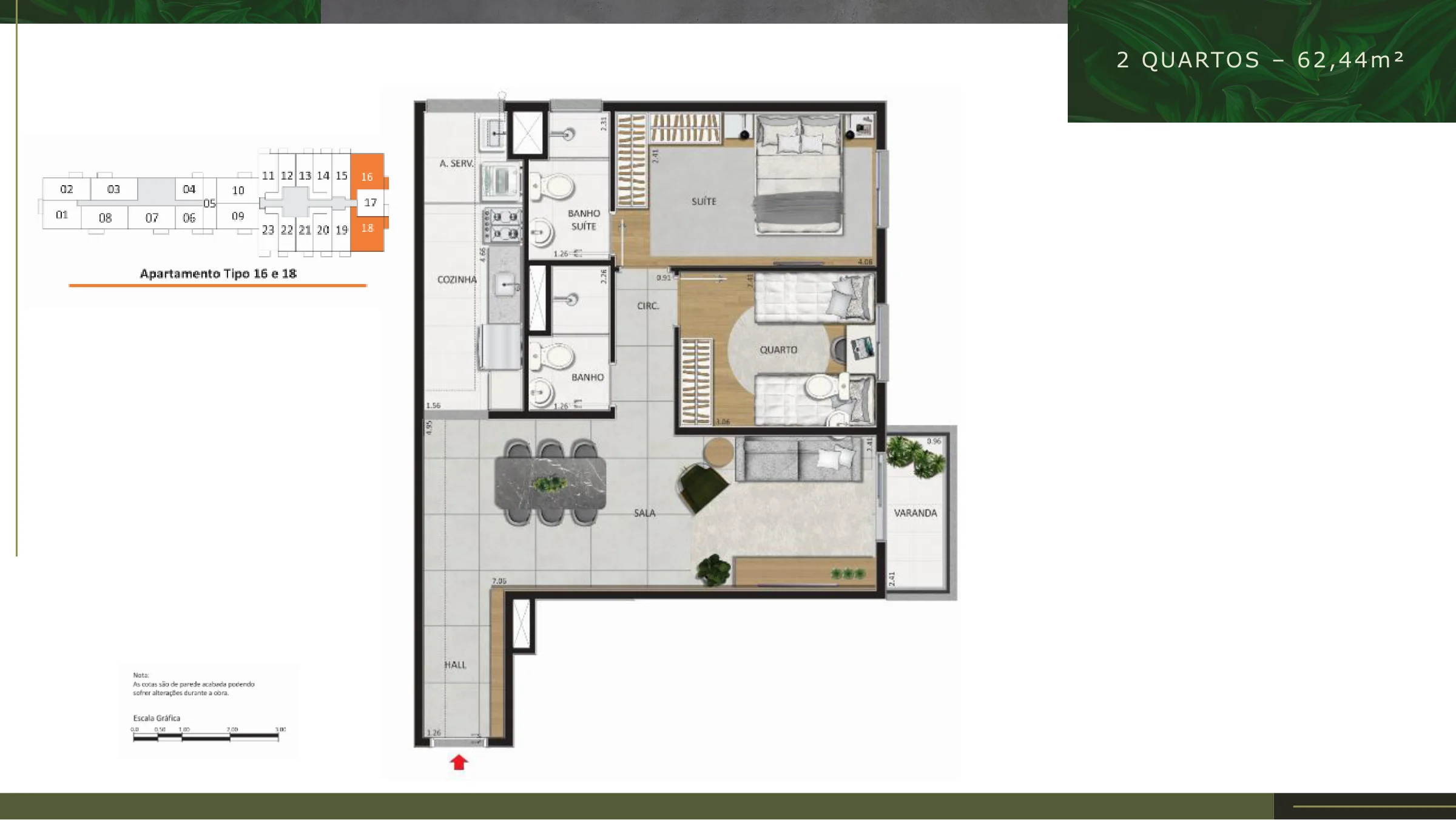 2 quartos · 62,44 m² · Alto São Cristóvão