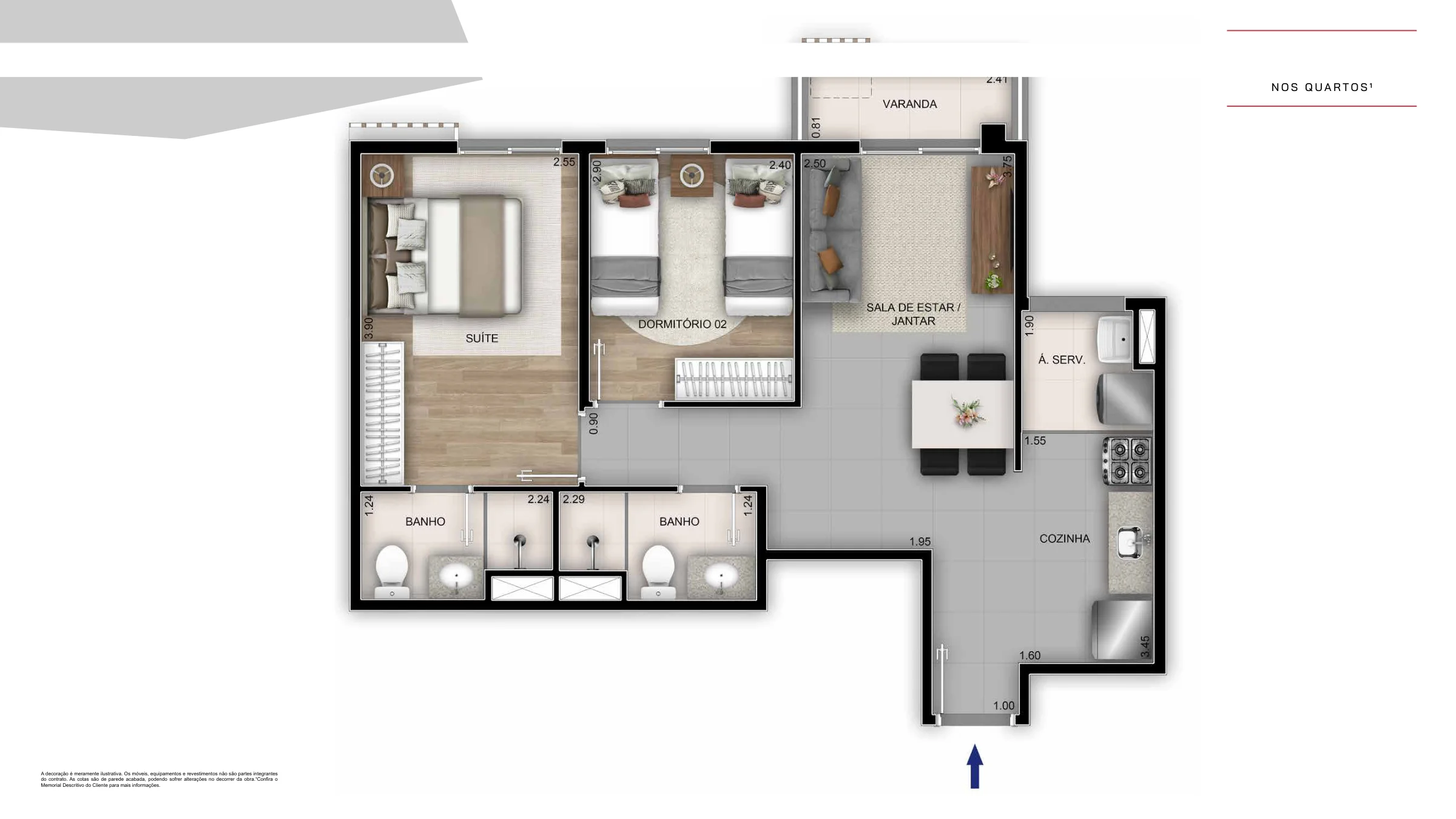2 quartos com suíte · 54,61 m² · Américas 19