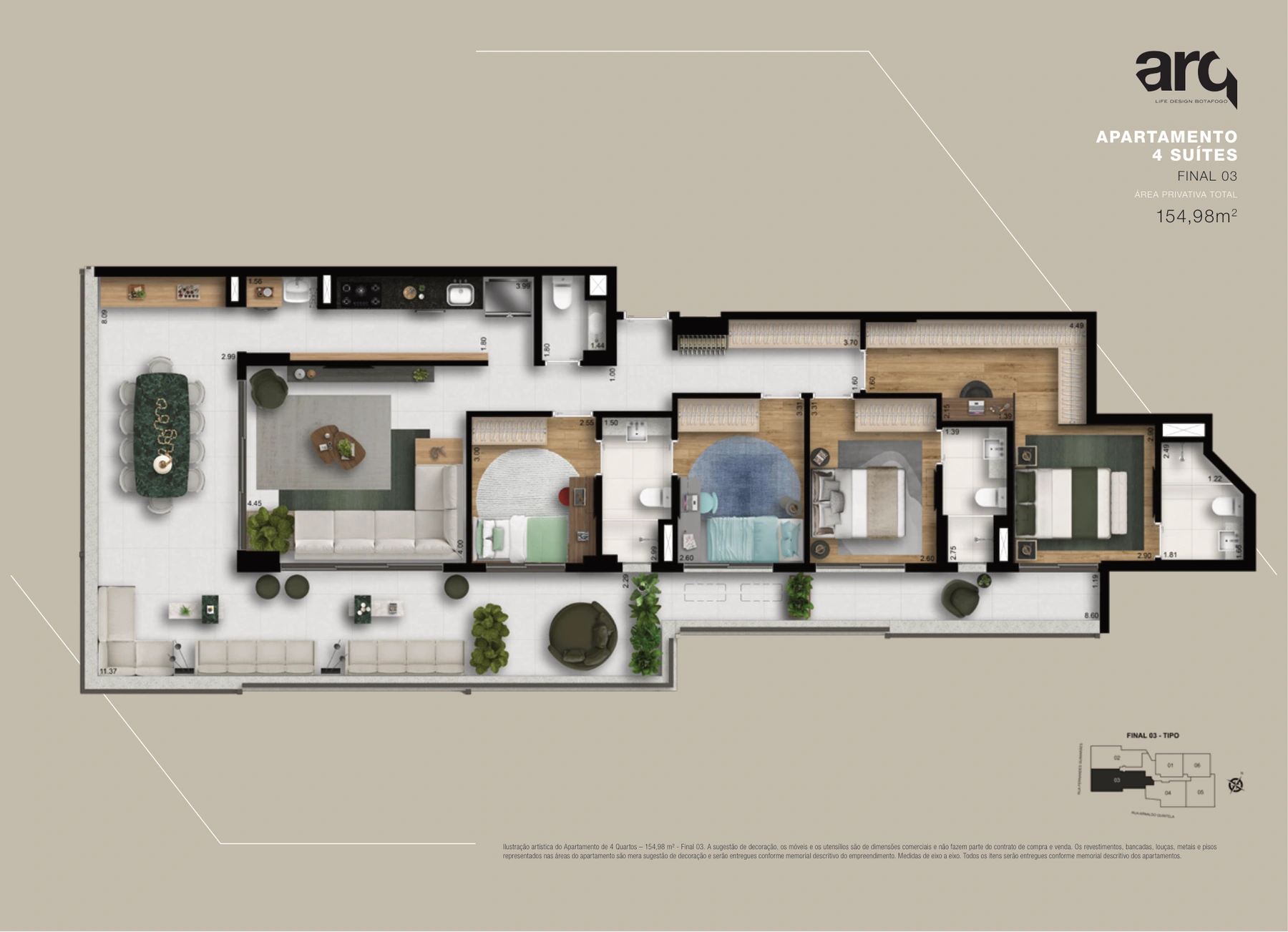 Apartamento de 4 suítes · final 03 · 154,98 m²