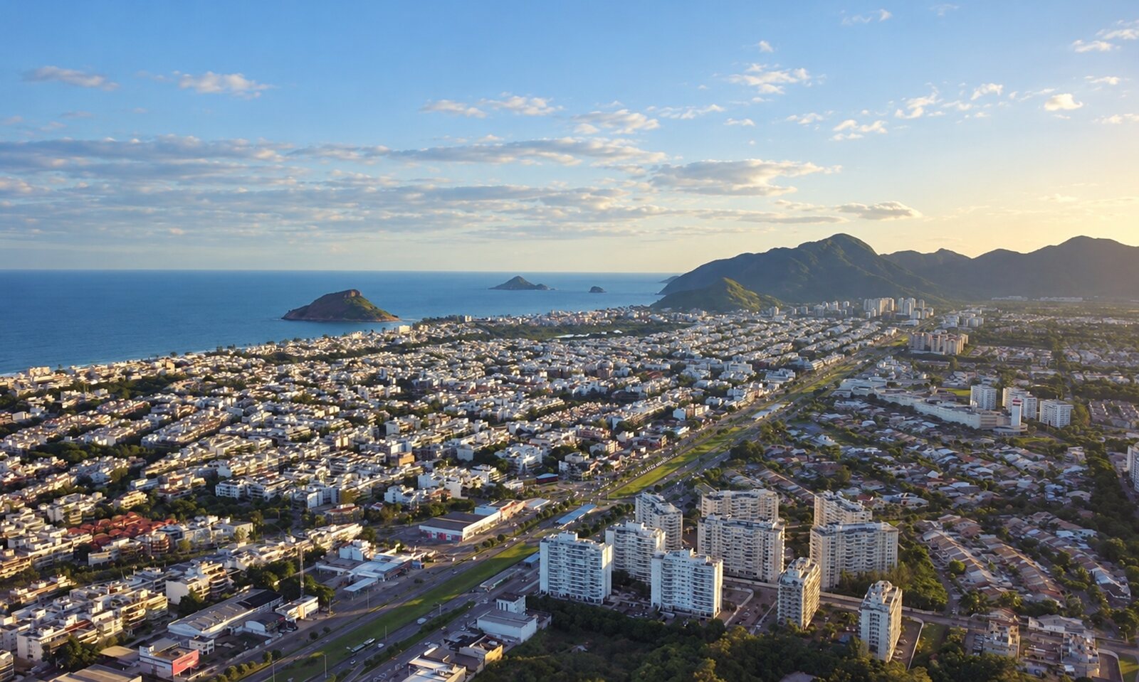 Vista aérea do Recreio dos Bandeirantes e da localização de referência do Art Houses