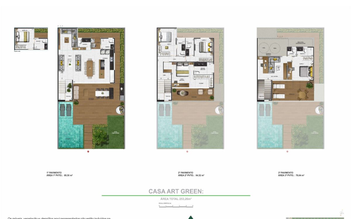 Pranchas de planta da Casa Art Green