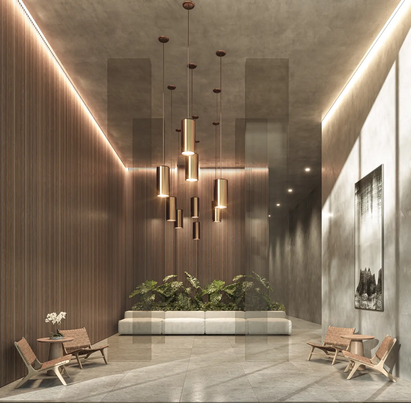 Lobby contemporâneo do Arte Wood