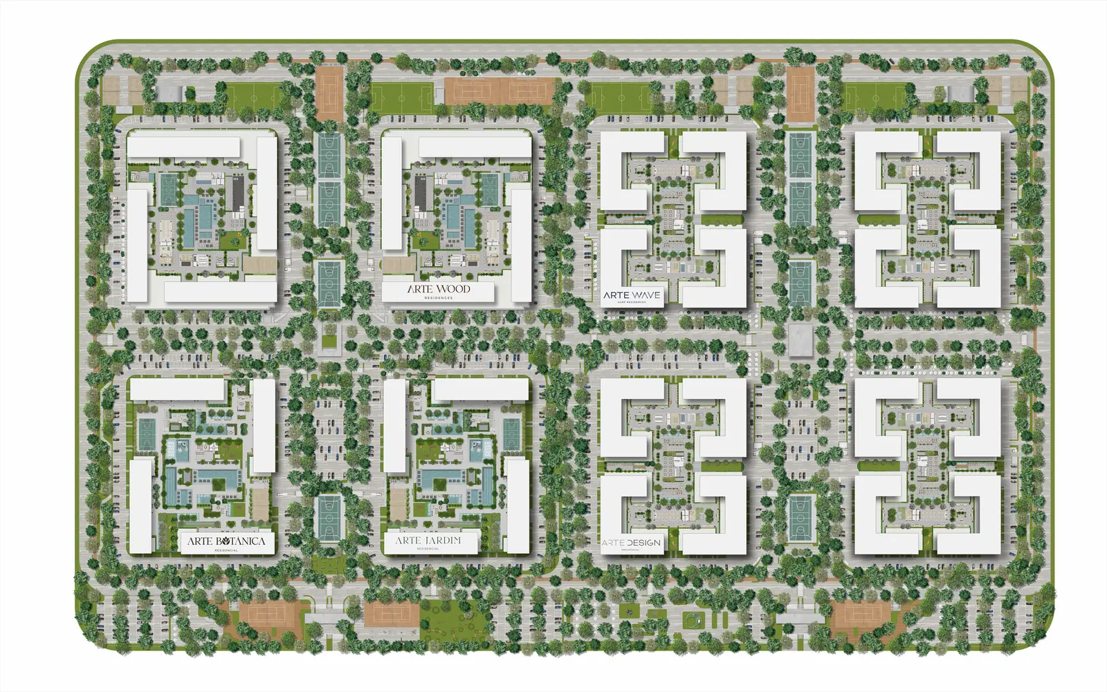 Masterplan ilustrativo do bairro planejado Cidade Arte