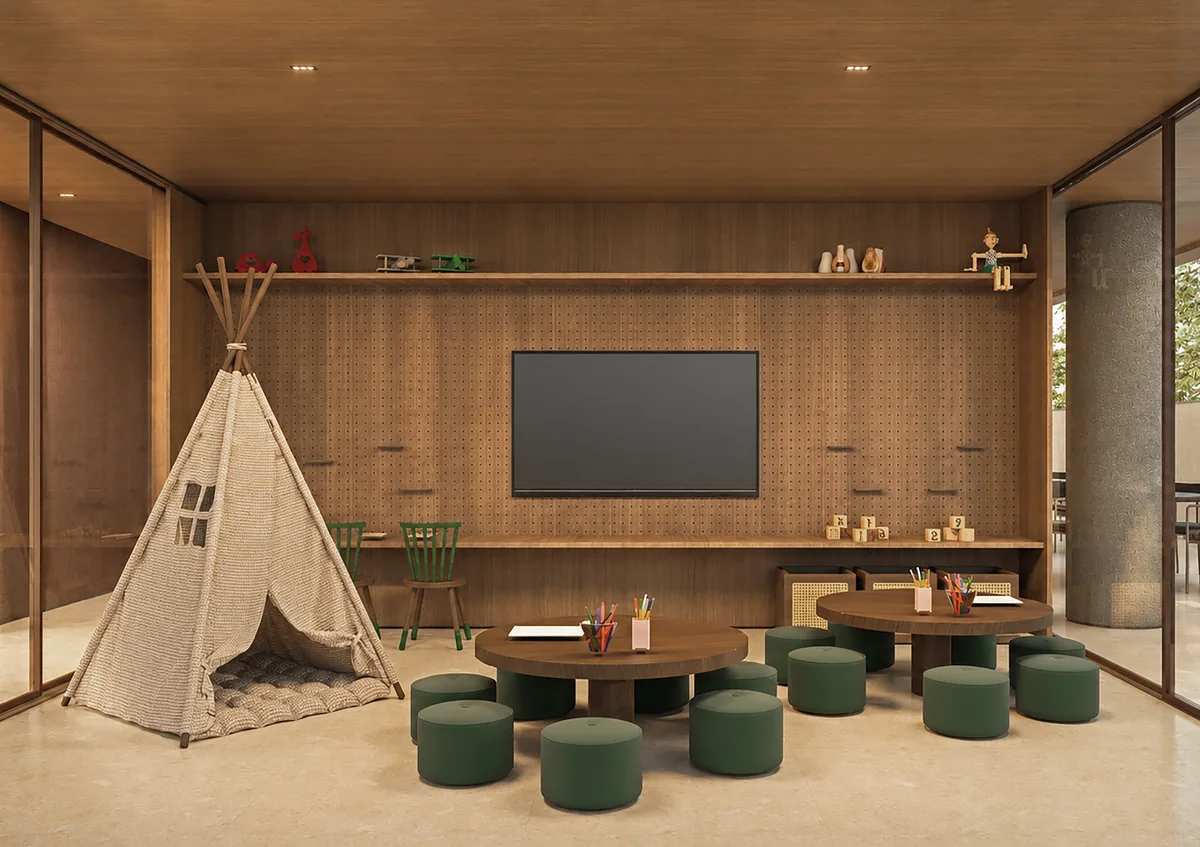 Brinquedoteca do Fiore Residences — perspectiva ilustrativa