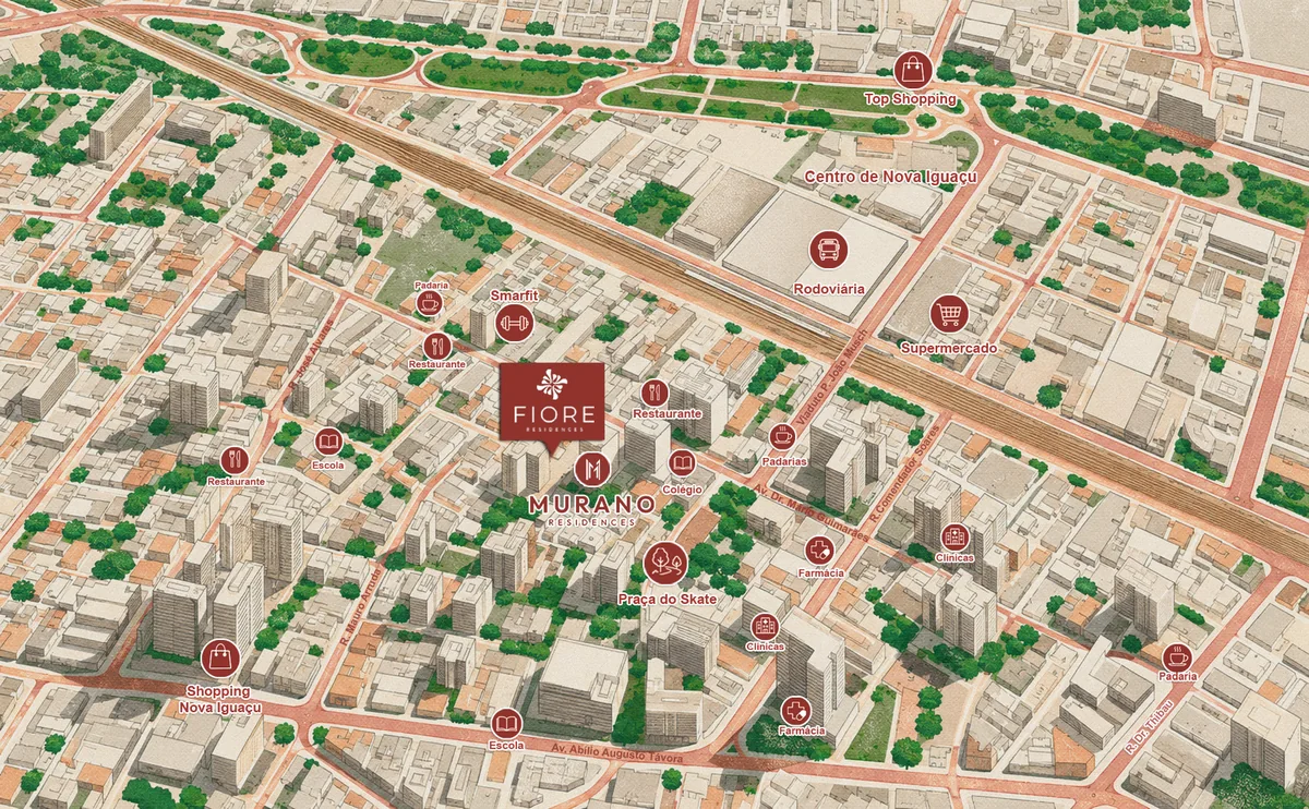 Mapa ilustrativo do entorno do Fiore, extraído do book oficial