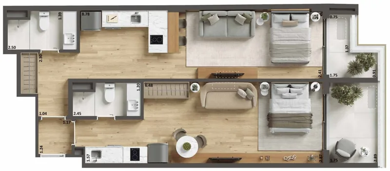 Planta de referência — double suites