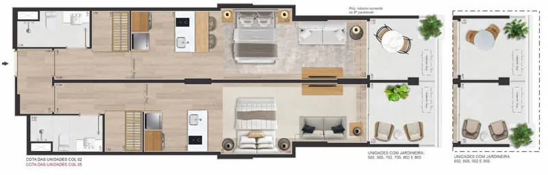 Planta de referência — double suites
