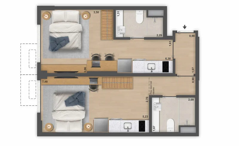 Planta de referência — double suites