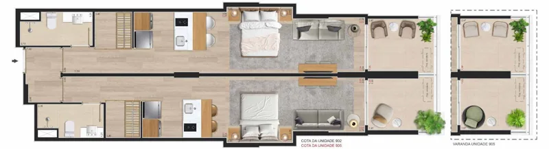 Planta de referência — double suites