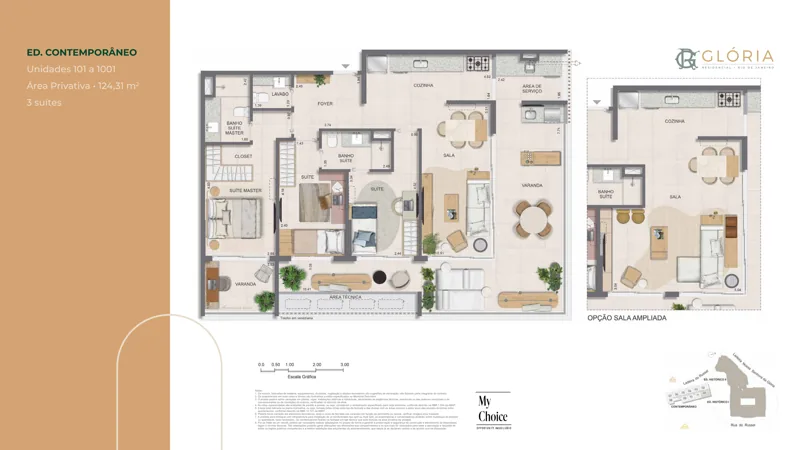 Contemporâneo — 3 suítes, 124,31 m²