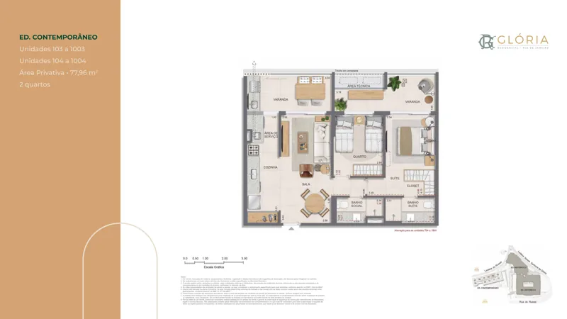Contemporâneo — 2 quartos, 77,96 m²