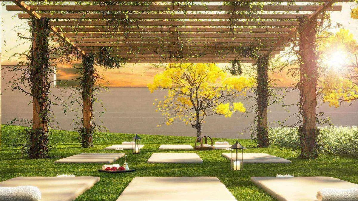 Espaço yoga — perspectiva ilustrativa