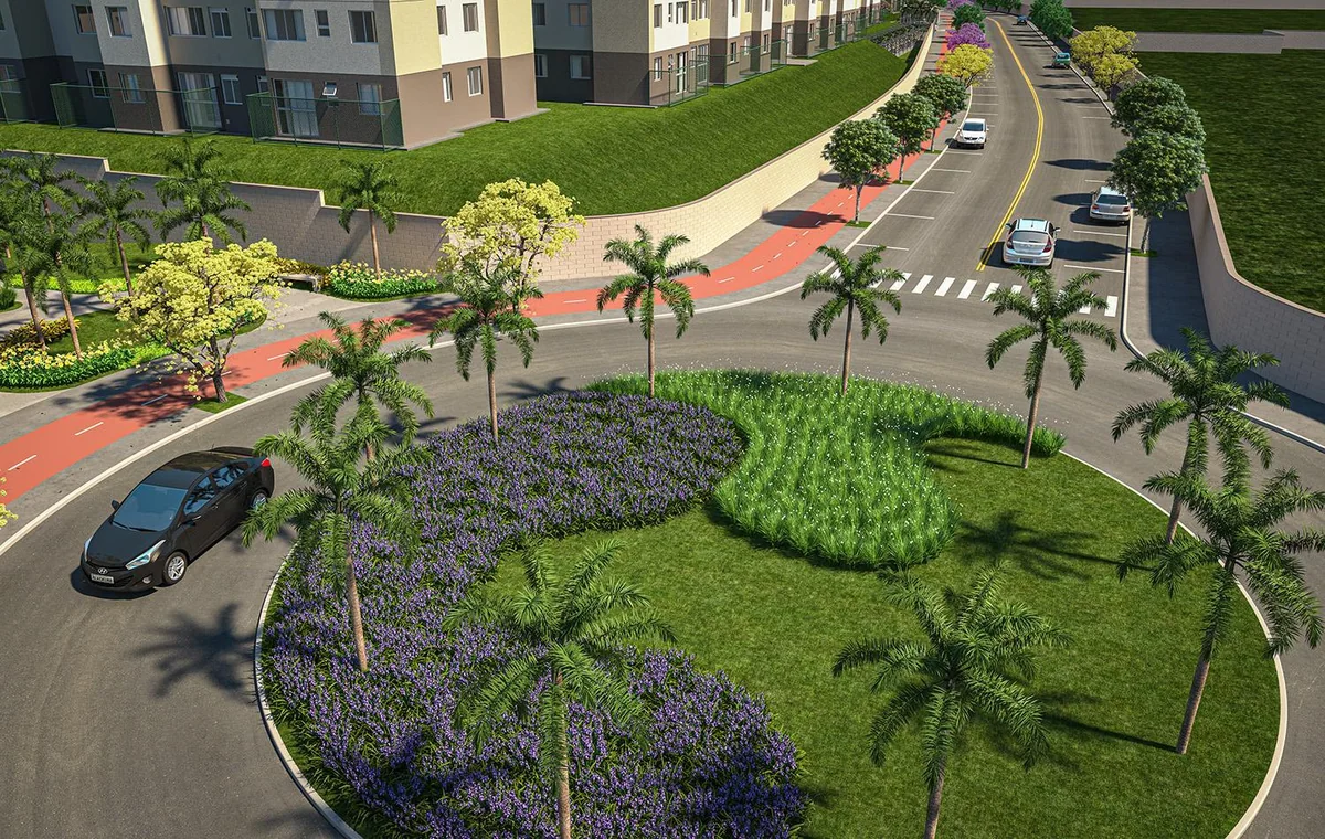 Alameda do bairro — perspectiva ilustrativa
