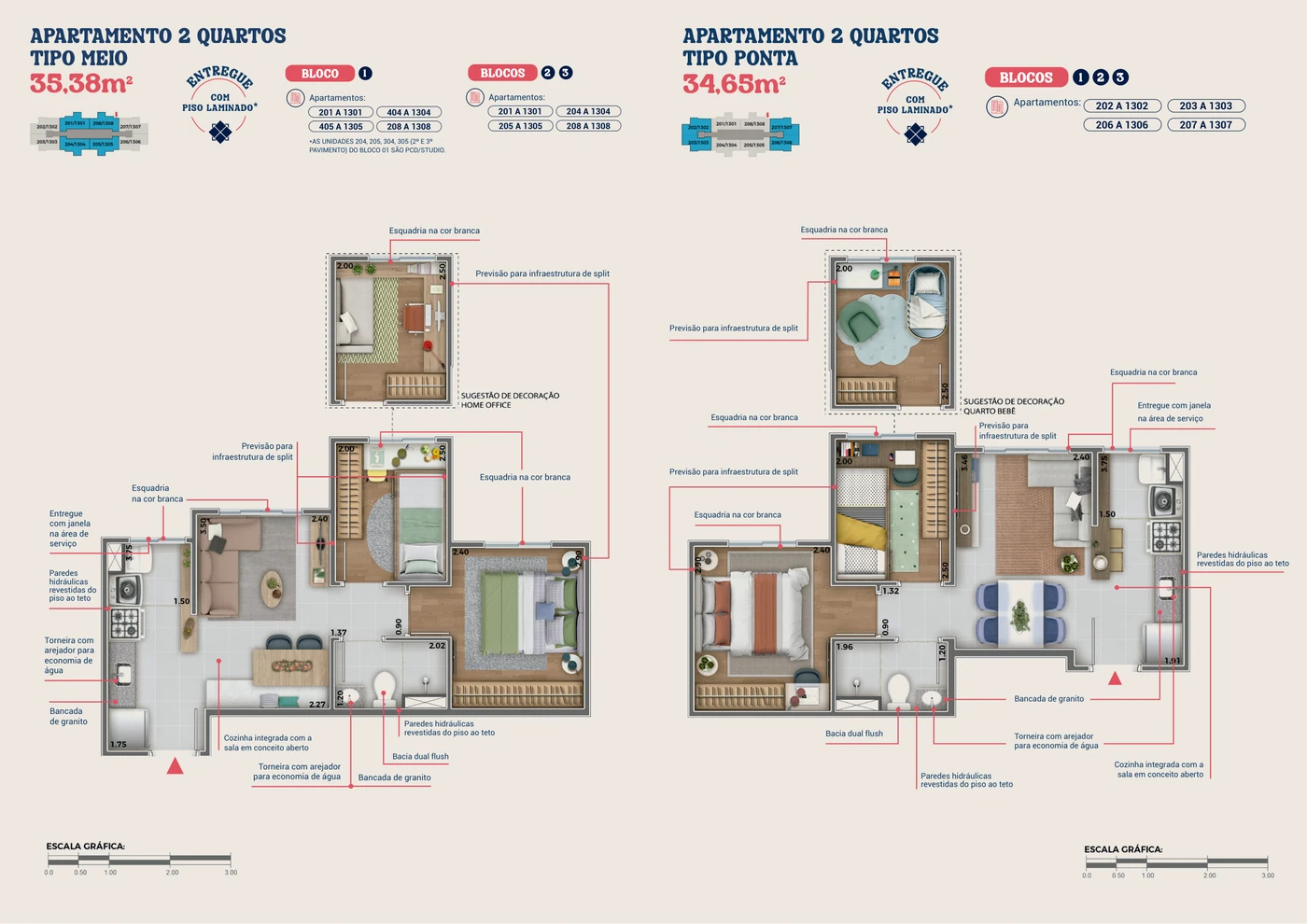 Apartamentos tipo · configurações