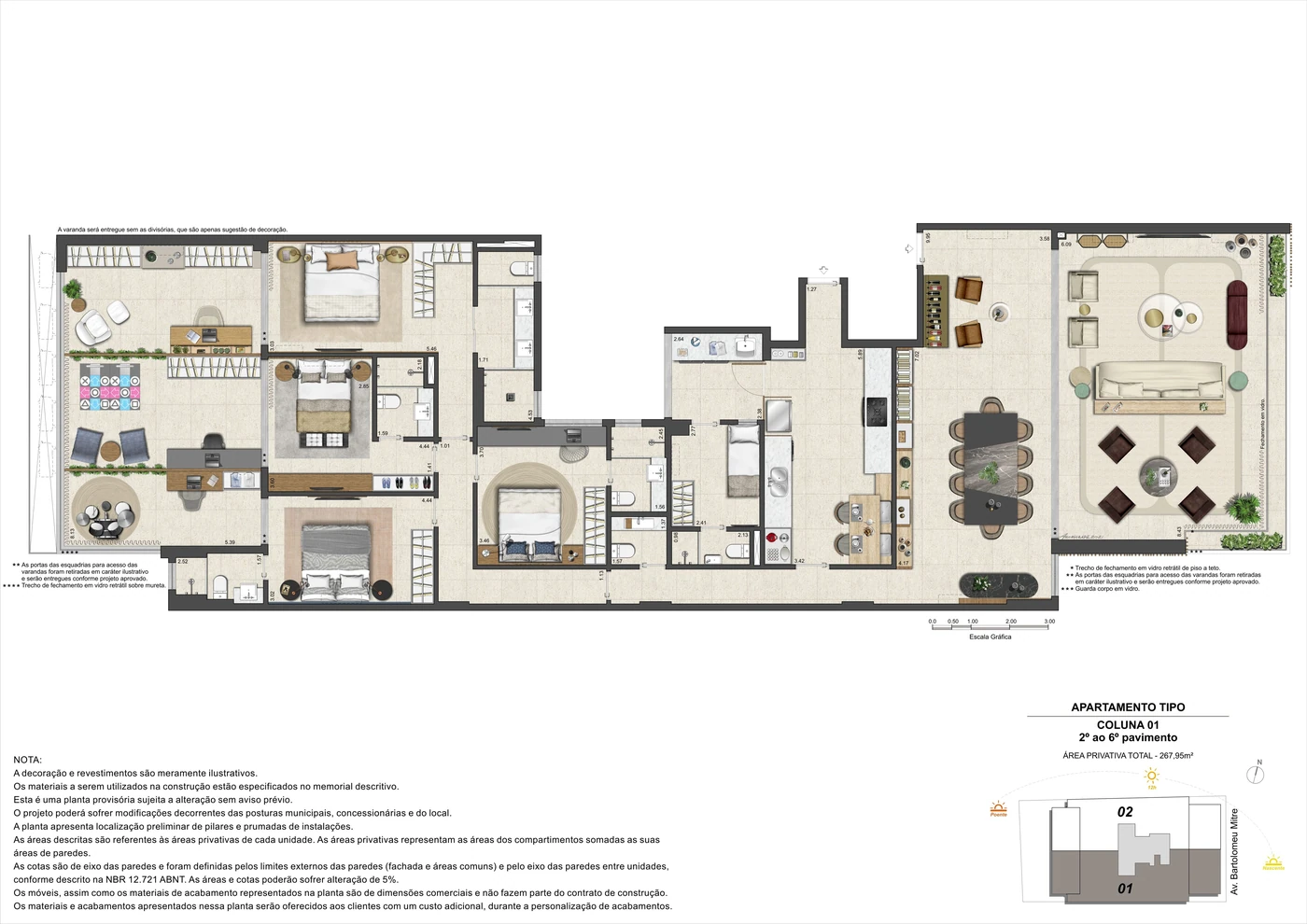 Unidade 201 · 267,95 m² · 4 suítes