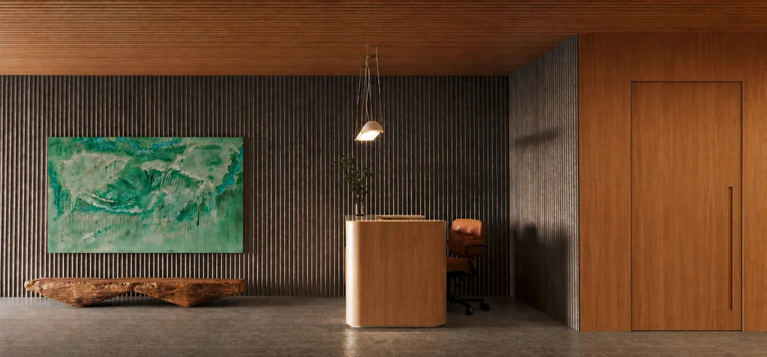 Hall de entrada — perspectiva ilustrativa