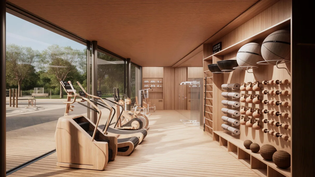 Espaço fitness — perspectiva ilustrativa