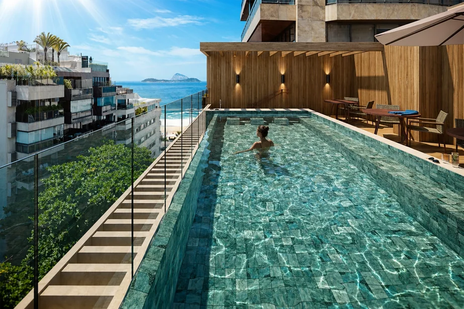 Piscina do rooftop — perspectiva ilustrativa