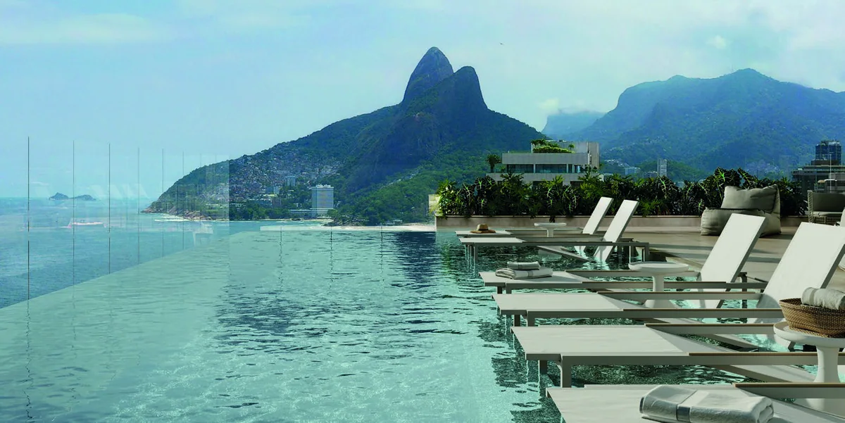 Piscina do rooftop — perspectiva ilustrativa