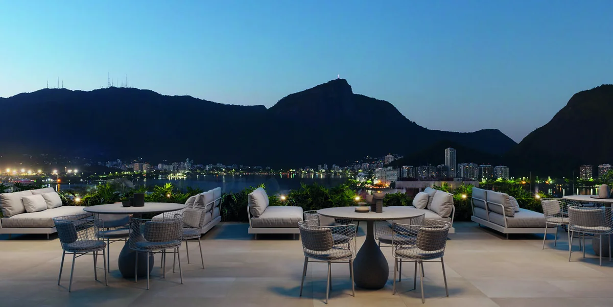 Bar do rooftop — perspectiva ilustrativa