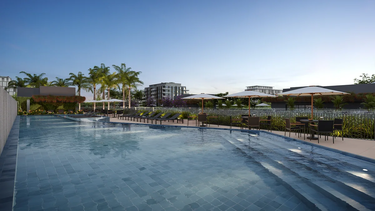 Piscina do rooftop — perspectiva ilustrativa