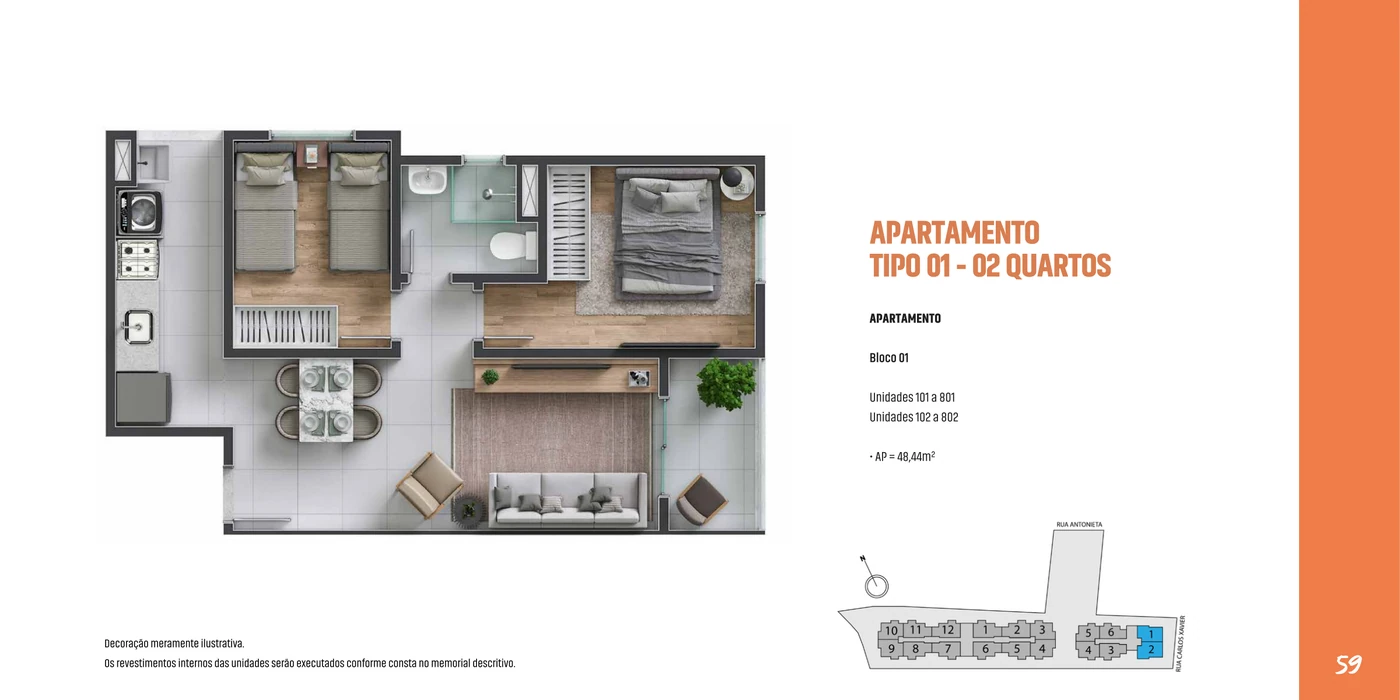 Tipo 01 · 48,44 m²