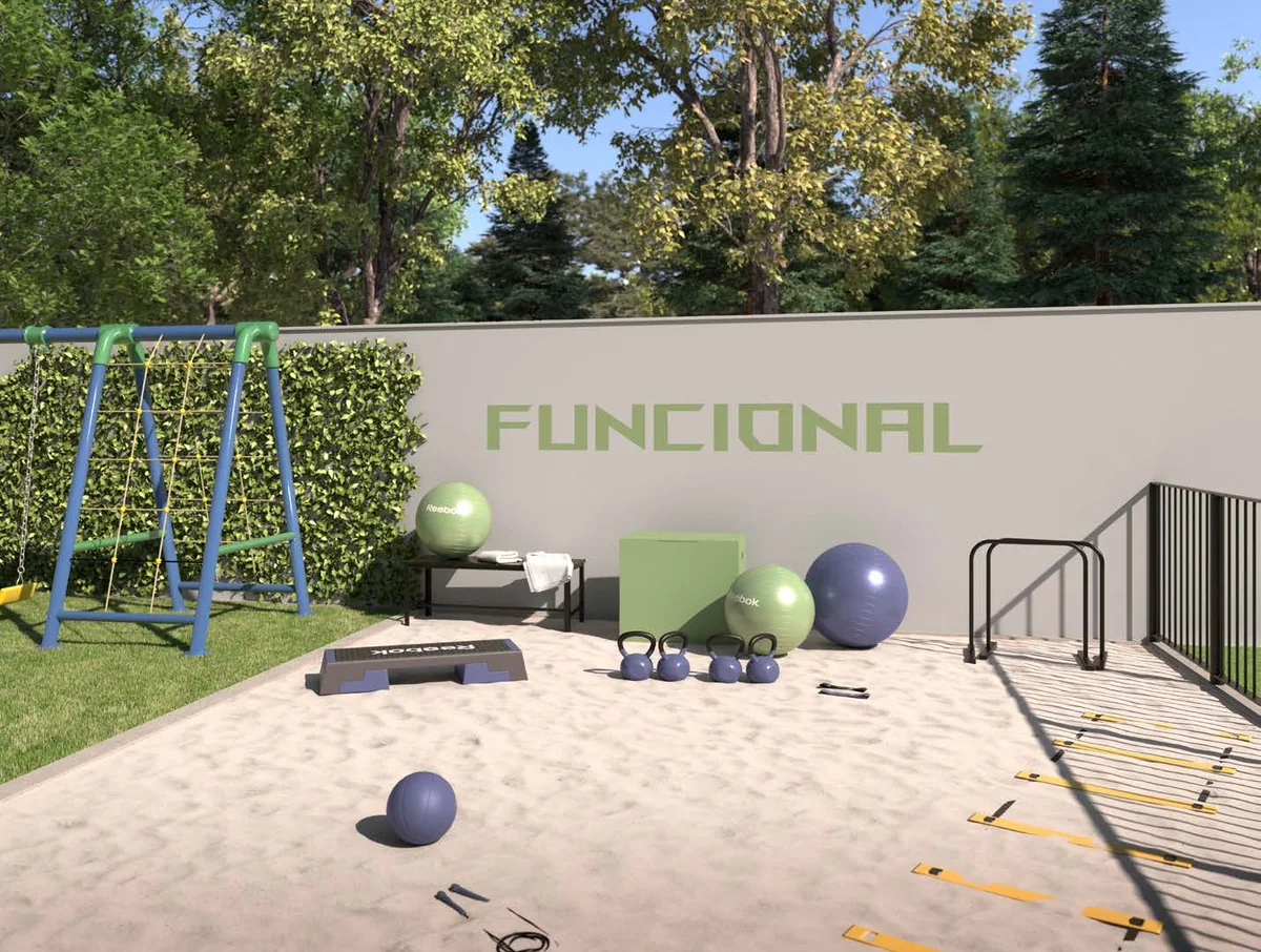 Espaço fitness — perspectiva ilustrativa