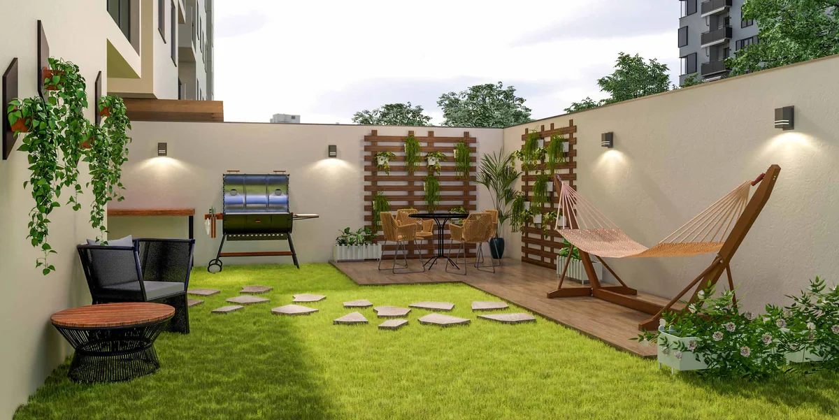 Garden ilustrado — perspectiva ilustrativa