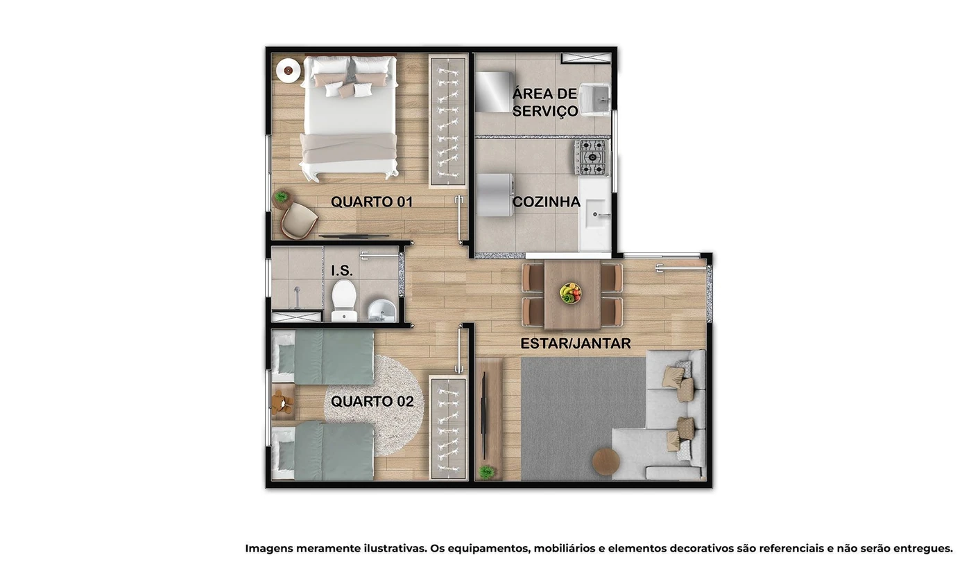 Apartamento de 2 quartos