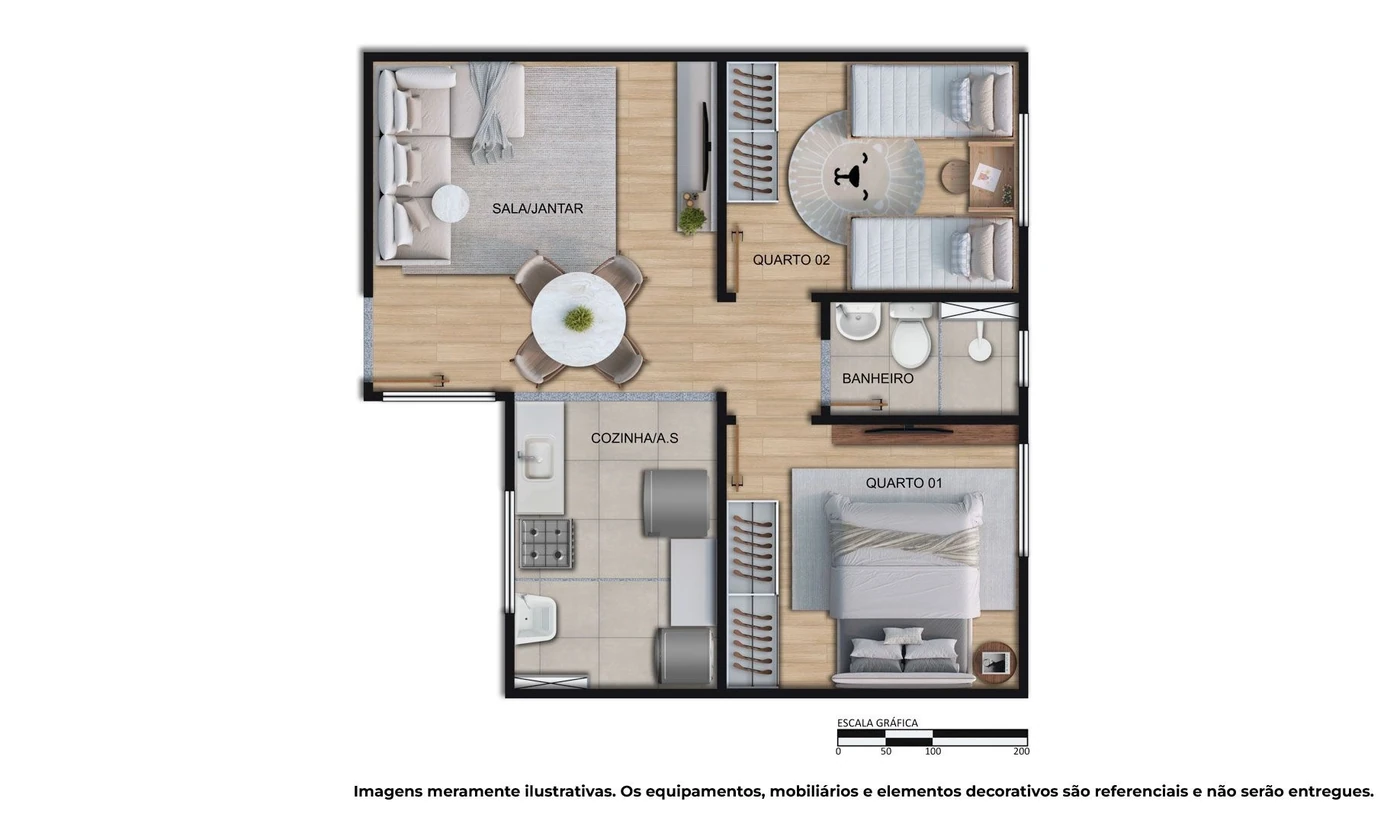 Apartamento de 2 quartos