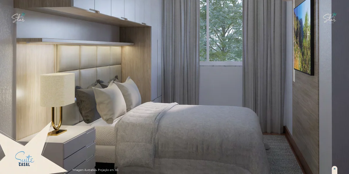 Quarto de casal — perspectiva ilustrativa