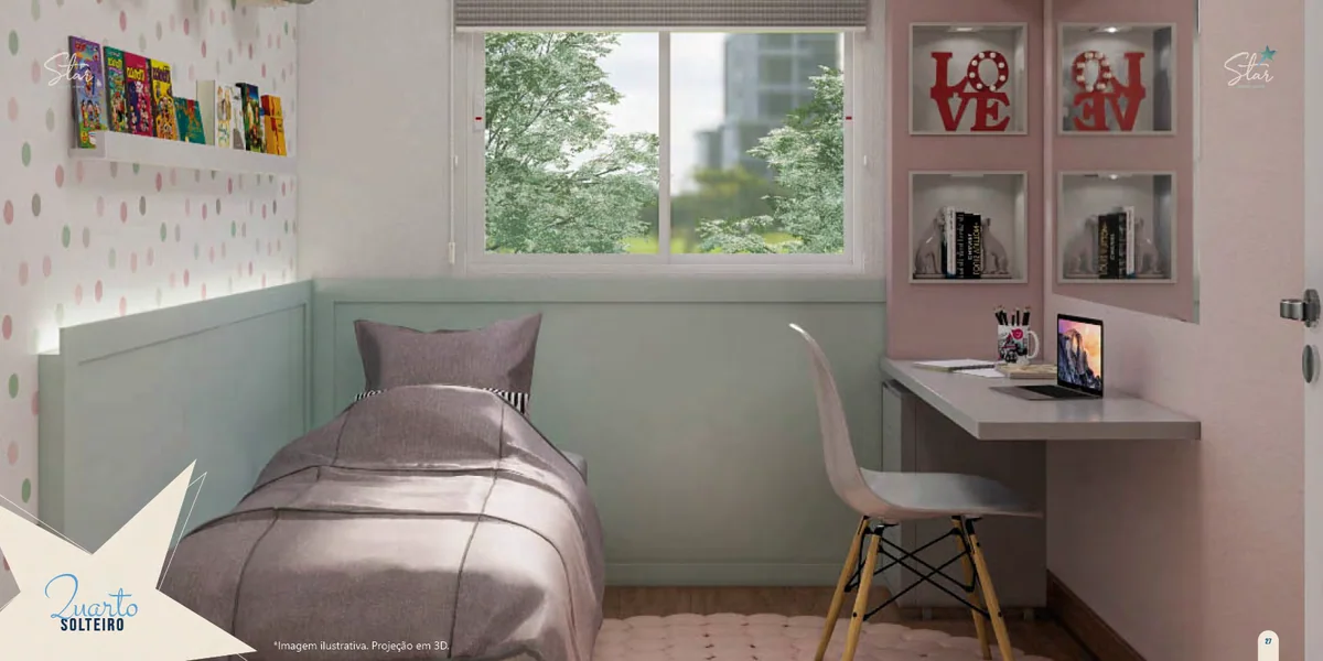 Quarto infantil — perspectiva ilustrativa