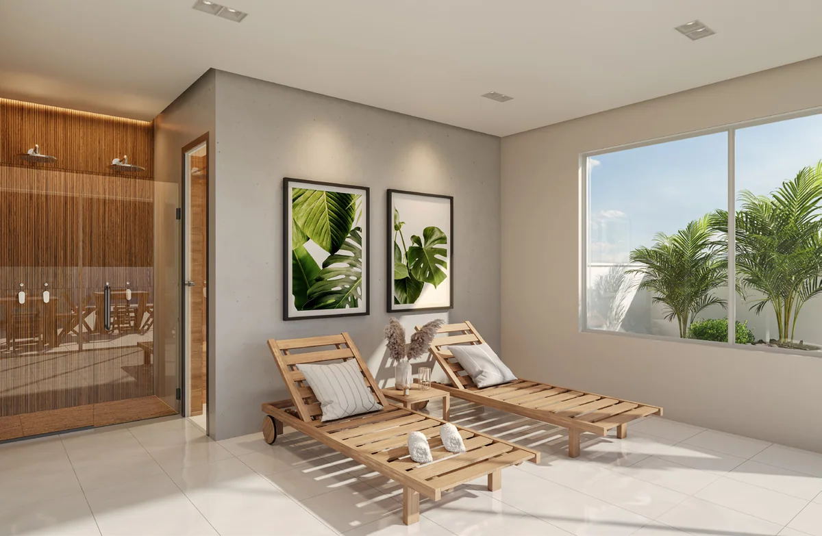 Spa e sauna — perspectiva ilustrativa