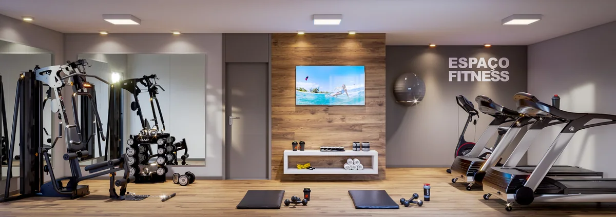 Espaço fitness — perspectiva ilustrativa