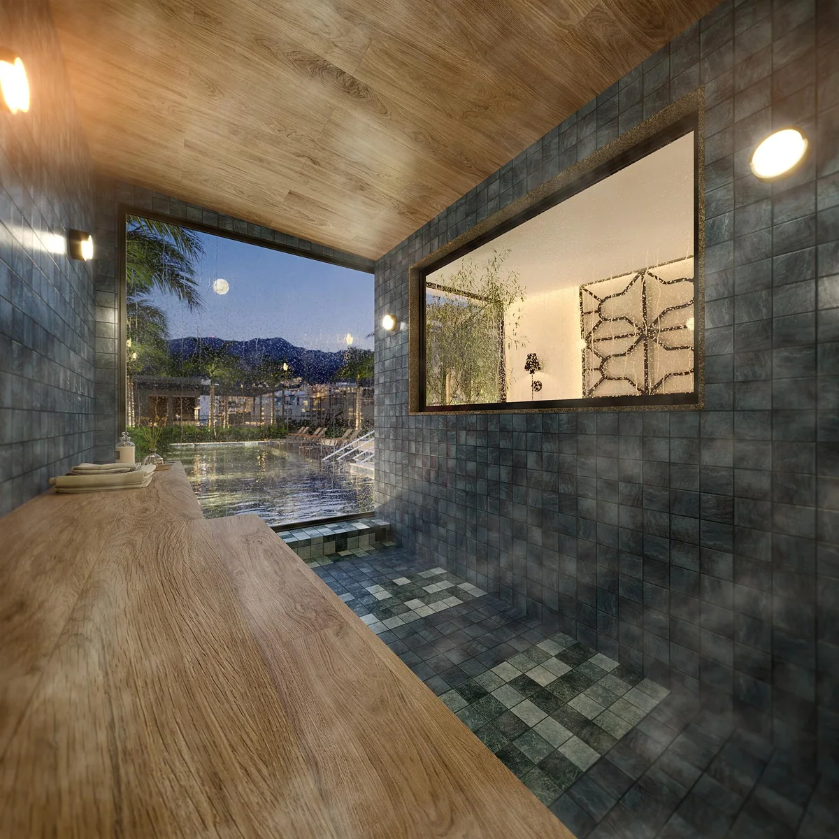 Sauna — perspectiva ilustrativa