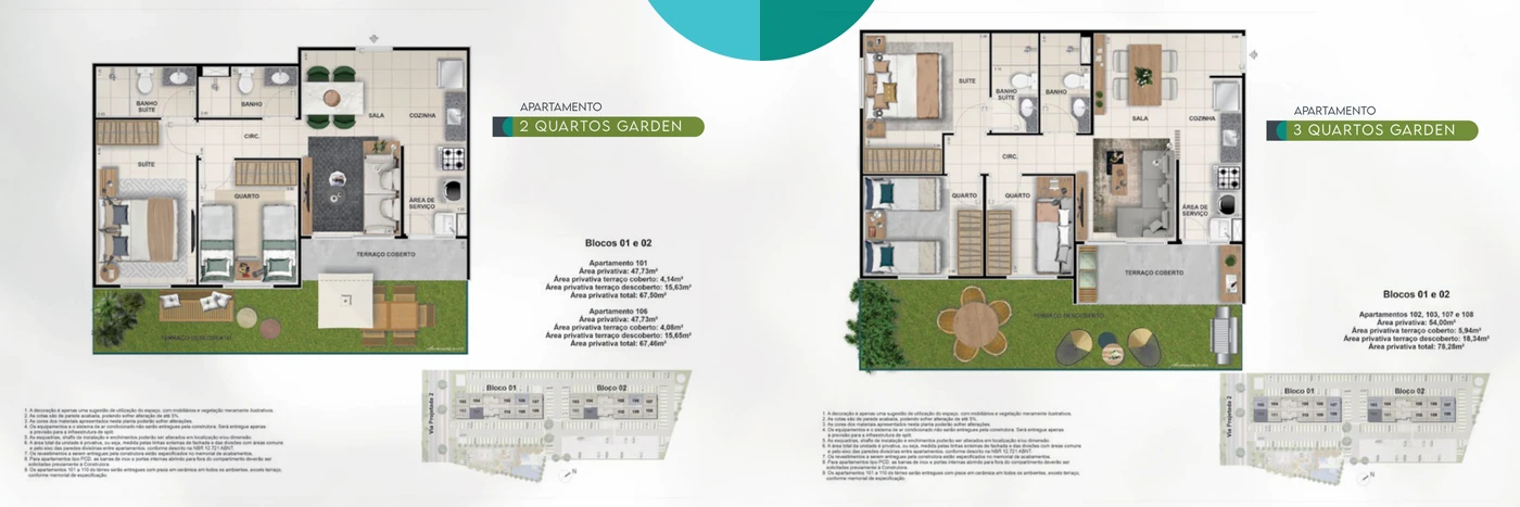 Gardens · 2 e 3 quartos