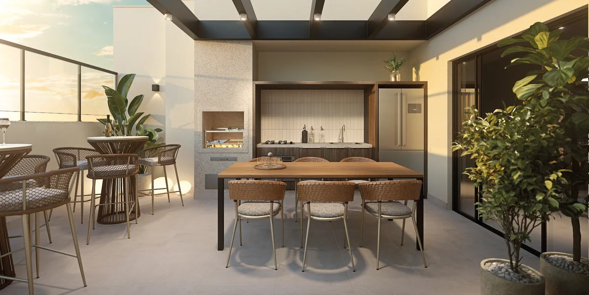 Ambiente gourmet — perspectiva ilustrativa