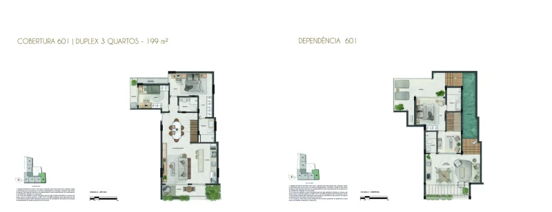 Planta ilustrativa da cobertura duplex 601 do Satamini 12