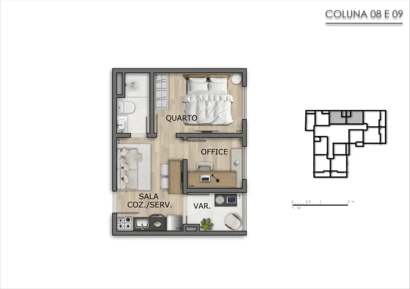 Planta de apartamento com office do Jazz Nova Iguaçu