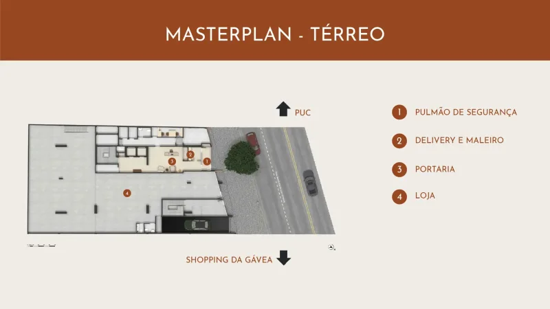 Masterplan ilustrativo do térreo do Gávea 99